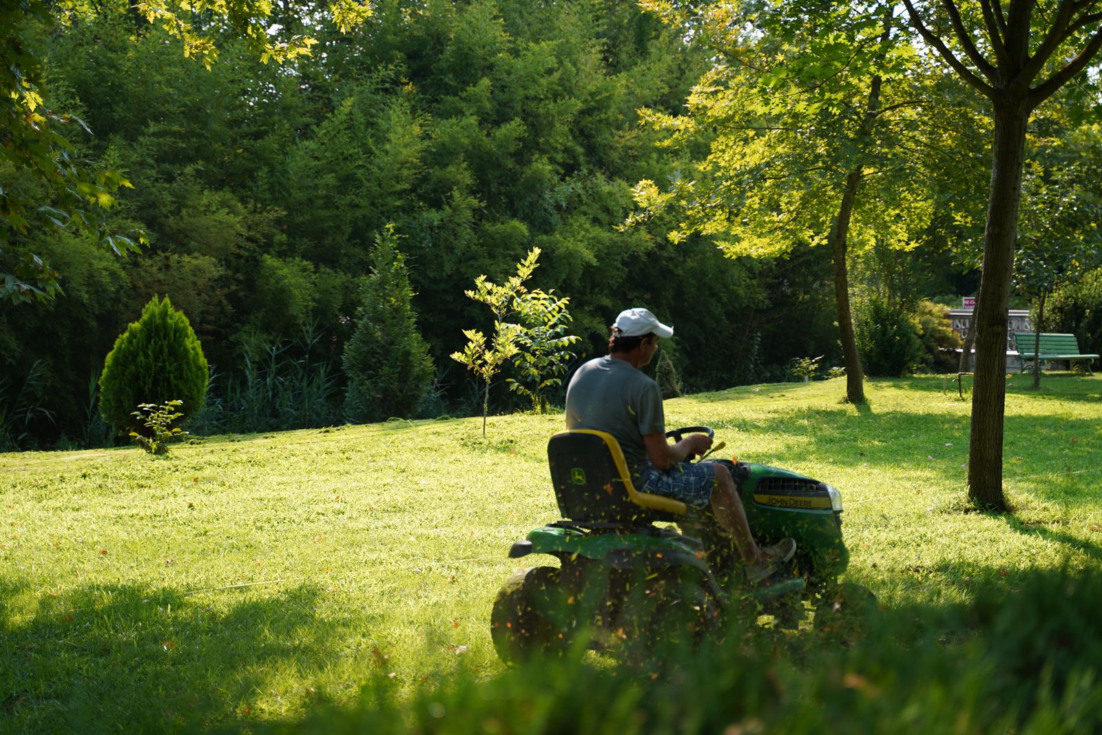 Freshly mowed lawn with crisp spring mowing stripes in Jefferson City, MO